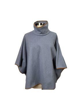 Tuckernuck Poncho Cape OS Gray Knit Turtleneck Cozy Women Minimalist Classic
